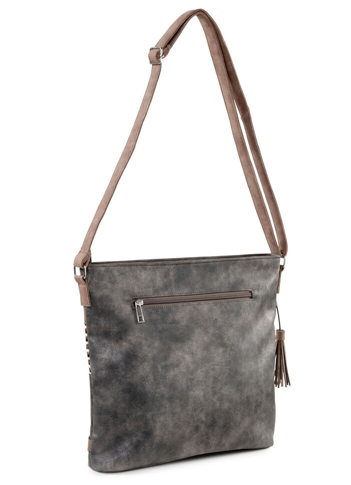 Tasche mit teilweise glitzernden Flechtdurchzügen GRAU-BRAUN