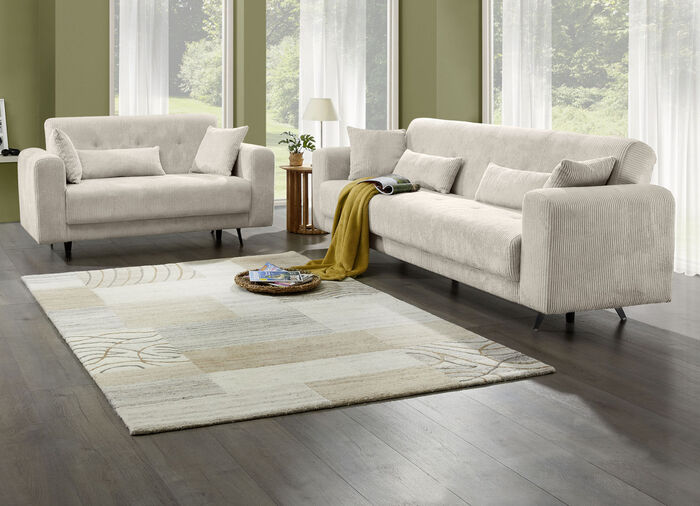 Moderne Polstermöbel mit trendigem Cord-Bezug CREME