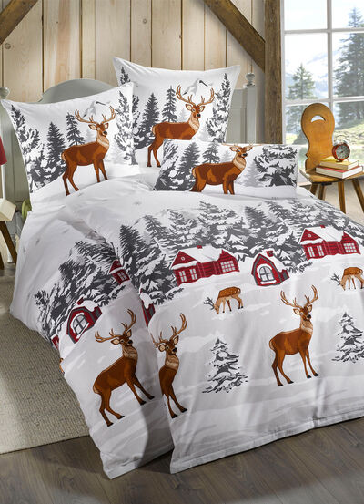 Bettwäsche-Garnitur in Soft-Biber Qualität 