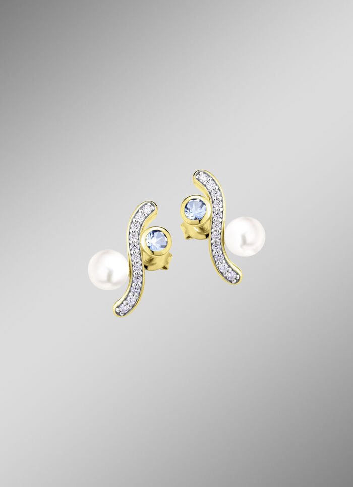 Eleganz mit einem Hauch von Farbe – Vergoldete Ohrstecker 