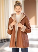 Lederjacke mit Kapuze 