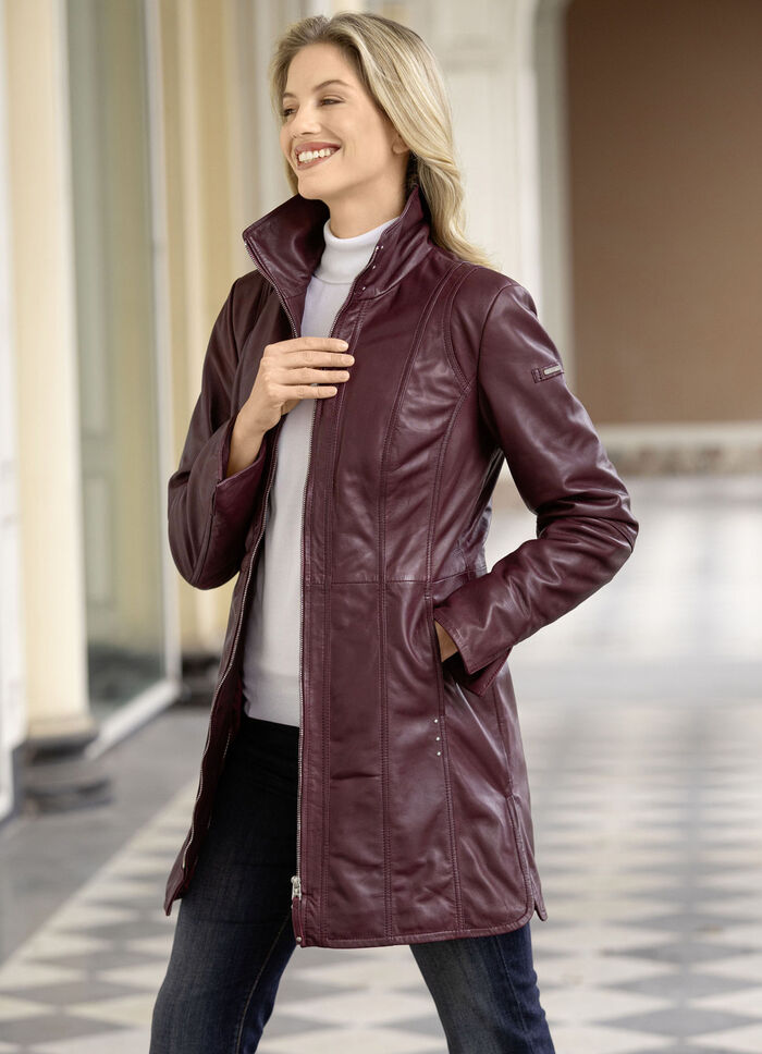 Lederkurzmantel von „Cabrini“ BORDEAUX