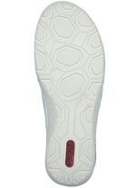 Rieker Schn&uuml;rschuh aus floral bedrucktem Textilmaterial mit Metallicschimmer HELLBLAU-GRAU