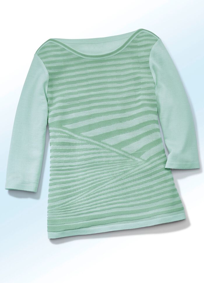 Pullover in Streifen-Struktur-Dessin HELLGR&Uuml;N-APFELGR&Uuml;N