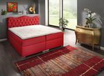 Boxspringbett mit edlem Kunstlederbezug ROT
