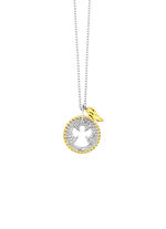 Anhänger Engel in Bicolor mit Diamant und Ankerkette 