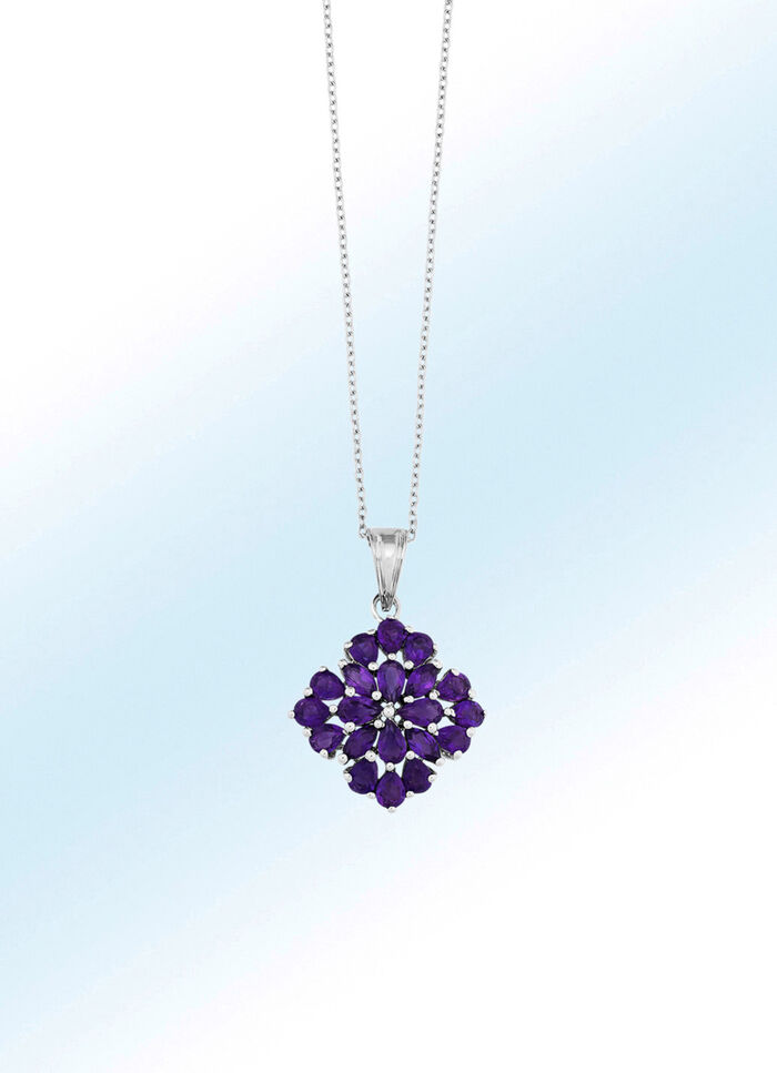 Schicker Anh&auml;nger mit Ankerkette und echt Ametyhst 