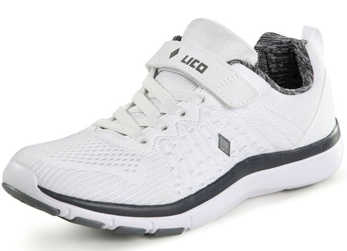 Sneaker aus effektvoll dessiniertem Textilmaterial EISGRAU-WEISS