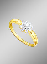 Damenring mit Brillant und Diamanten 