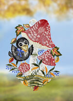 Fensterbild aus echter Plauener Spitze 