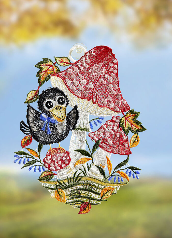 Fensterbild aus echter Plauener Spitze 