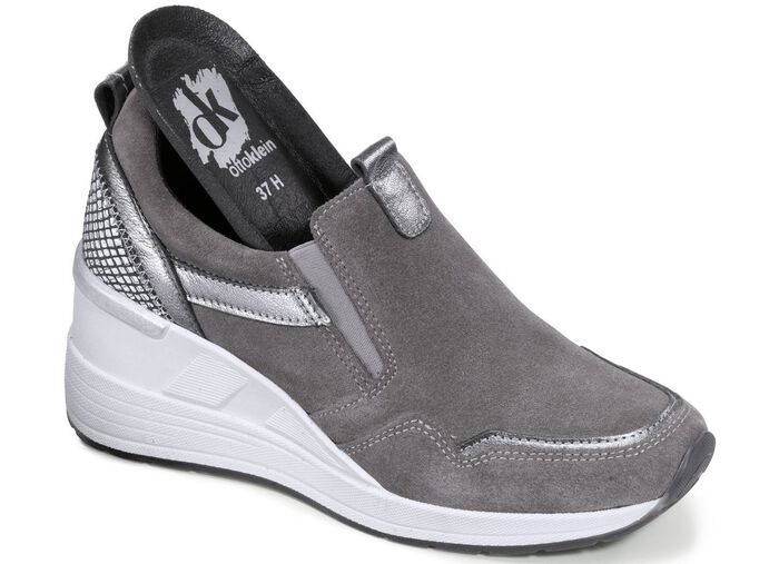 Slipper aus Rind-Veloursleder GRAU