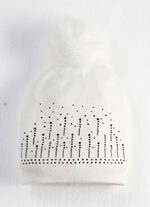 Stilvolle Damen-M&uuml;tze mit Glitzersteinchen NATURWEISS