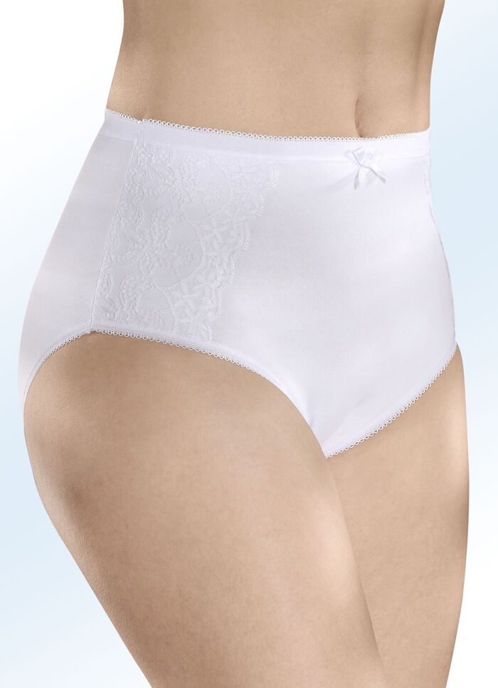 Viererpack Slips mit elastischen Spitzenbesätzen 