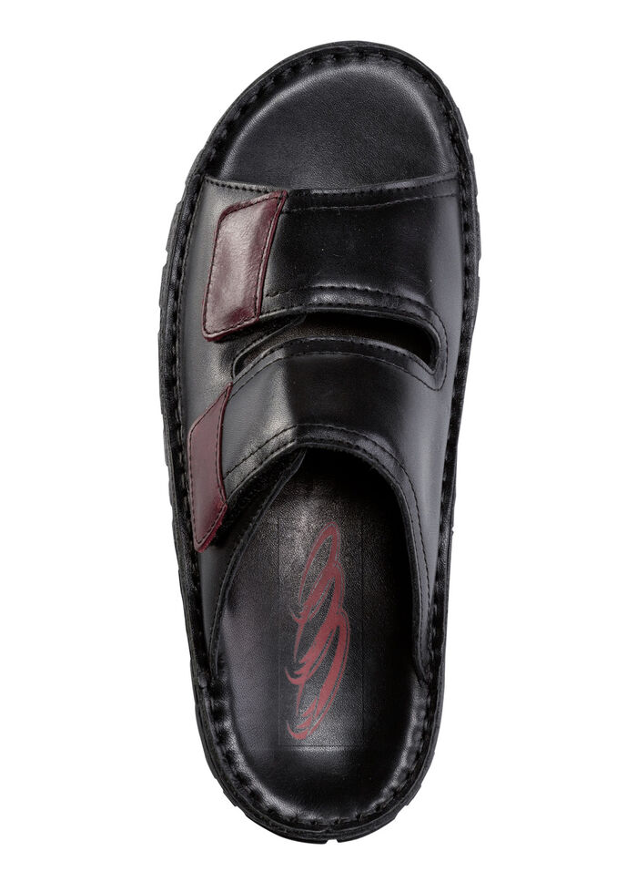 GINO GALANTE, klassische Herren-Pantoletten, aus Leder SCHWARZ-CHIANTI