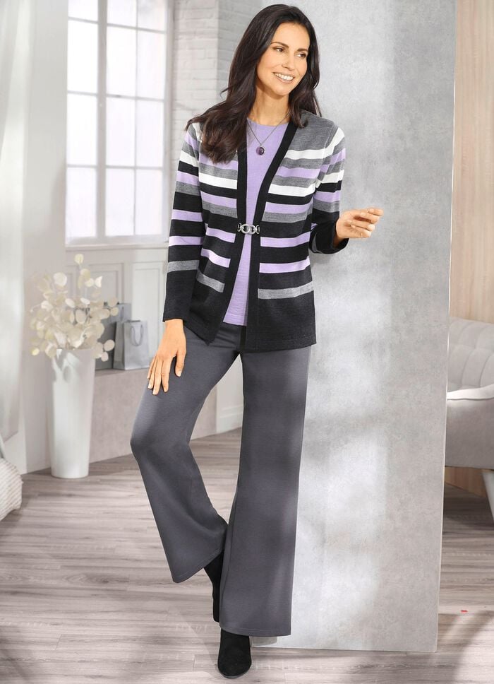 Pullover mit Schurwolle ANTHRAZIT-FLIEDER-GRAU MELIERT