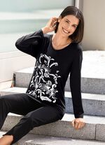 Shirt mit dekorativem Kontrast-Druck in 2 Farben SCHWARZ