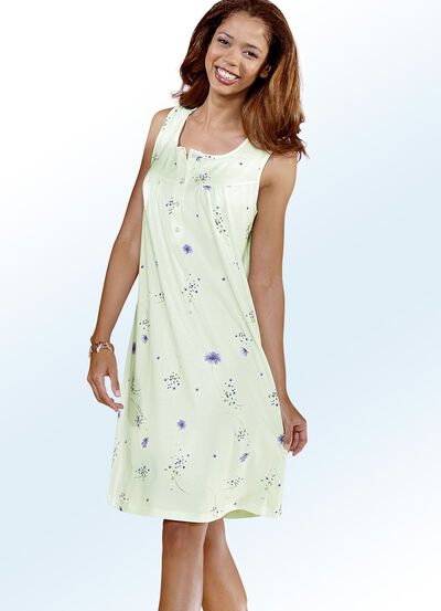 Zweierpack Nachthemden mit breiten Trägern und Knopfleiste 