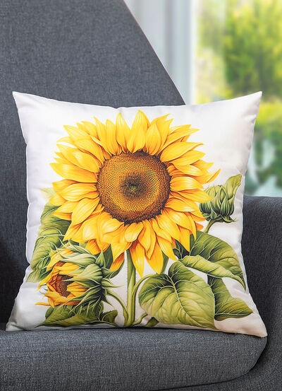 Herbstlicher Kissenbezug mit Sonnenblumen-Motiv 