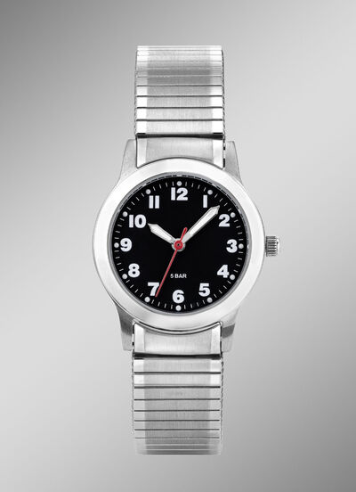 Para-Quartz-Damenuhr mit Edelstahlzugband 