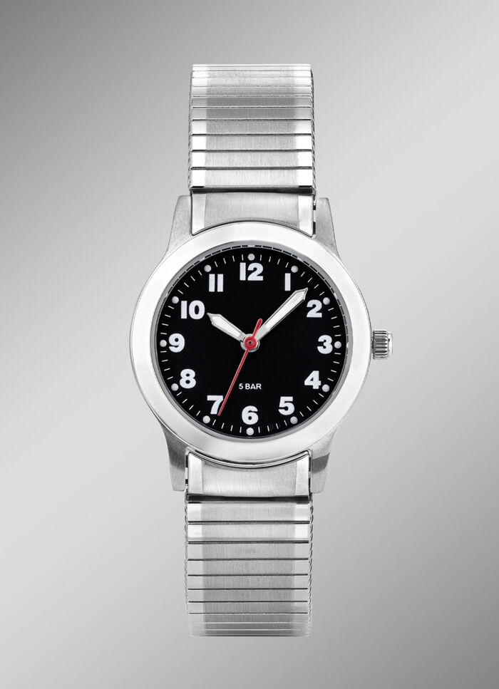 Para-Quartz-Damenuhr mit Edelstahlzugband 