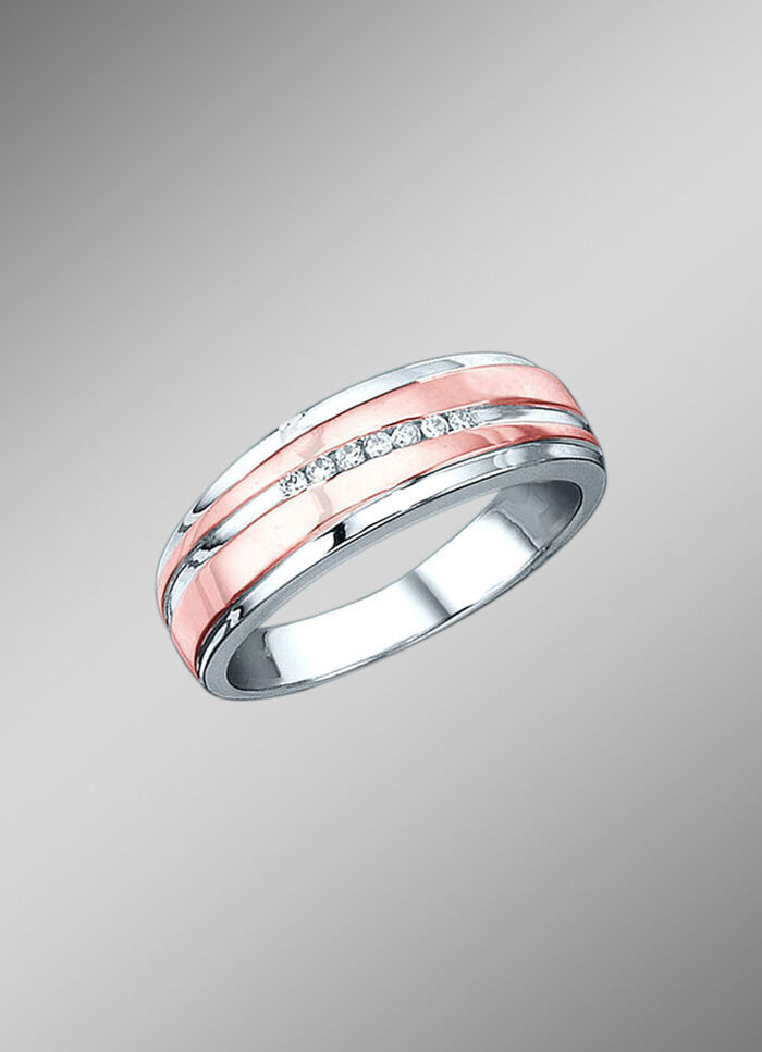 Massiver Damenring mit synth. Zirkonia 