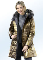 Kurzmantel mit abnehmbarem Kunstpelz-Besatz 