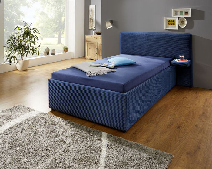 Polsterbett mit praktischer Ablage 