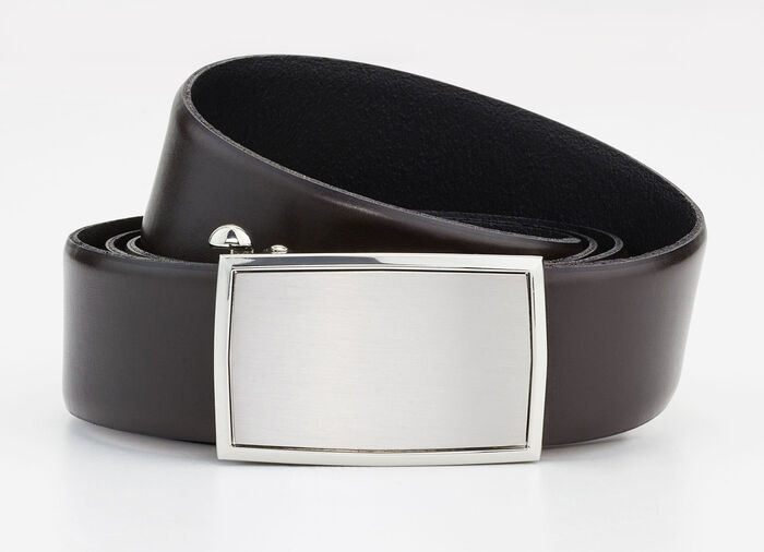 Herren-Gürtel, 3,5 cm breit mit Automatikverschluss DUNKELBRAUN