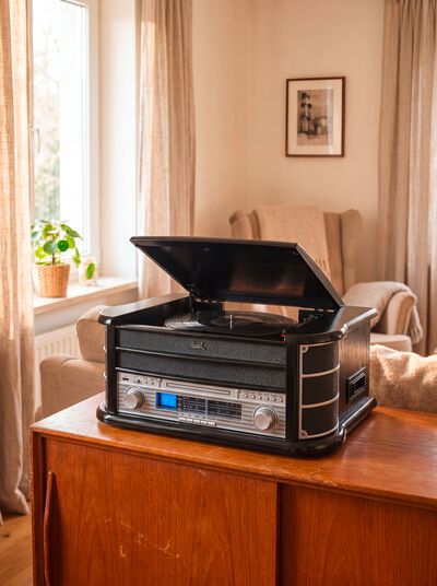 Nostalgie-Stereoanlage mit CD und Plattenspieler 