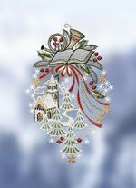 Fensterbild aus echter Plauener Spitze 