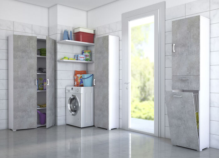 Praktische Schränke in geradlinigem Design WEISS-BETON