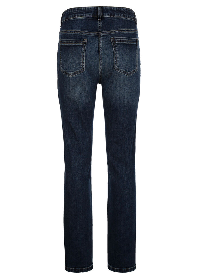 Jeans mit Glitzersteinchen und Ziernähten 