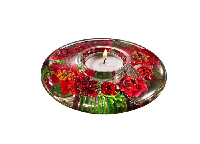 Teelichthalter aus mundgeblasenem Glas ROT-GRÜN
