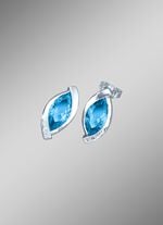 Ohrstecker mit synth. Zirkonia in Wei&szlig; und Aquamarinblau 