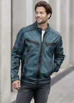 Lederkurzjacke mit Zierstepp 