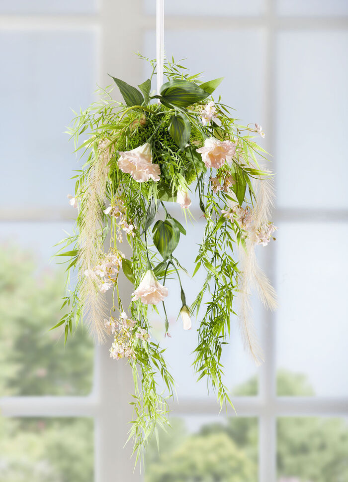 Lysianthus-Gesteck zum Hängen 