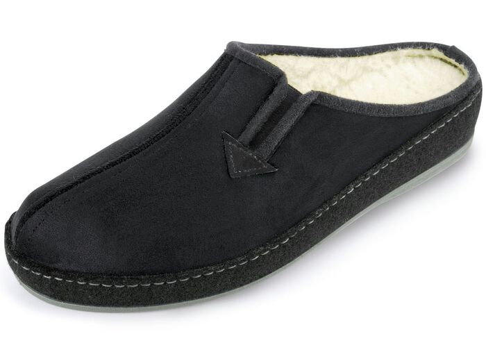 Atmungsaktive Herren-Hausschuhe, mit Schurwolle SCHWARZ