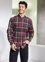 "King's Road"-Hemd mit Button-down-Kragen BORDEAUX-MARINE-GRÜN KARIERT