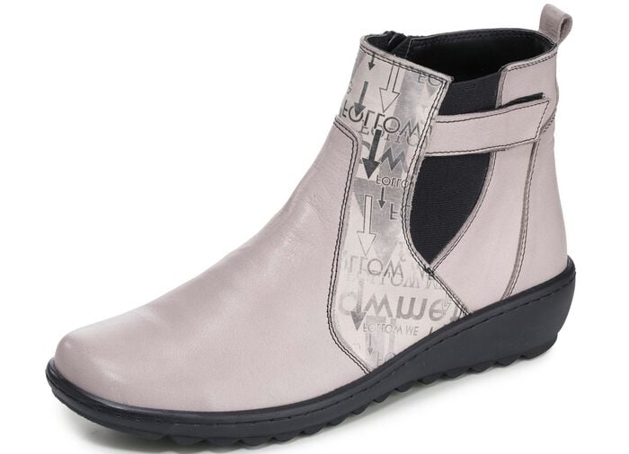Gemini Stiefelette aus teilweise bedrucktem Rind-Nappaleder KIESEL