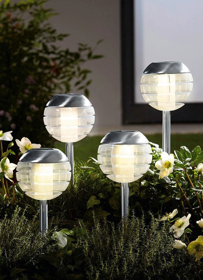 Solarleuchte mit Softone-LED, 4er-Set EDELSTAHL