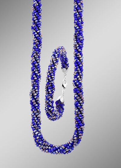 Schmuck-Set mit blauen Kristallen, 2-teilig 