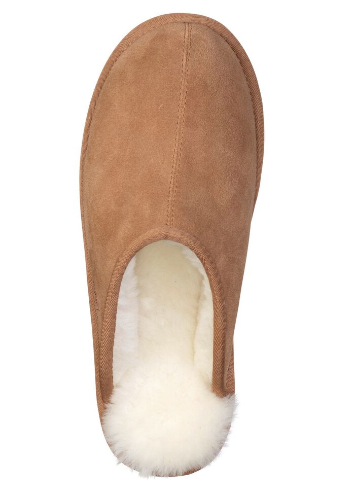 GINO GALANTE, trendige Herren-Hausschuhe, mit Lammfell CAMEL