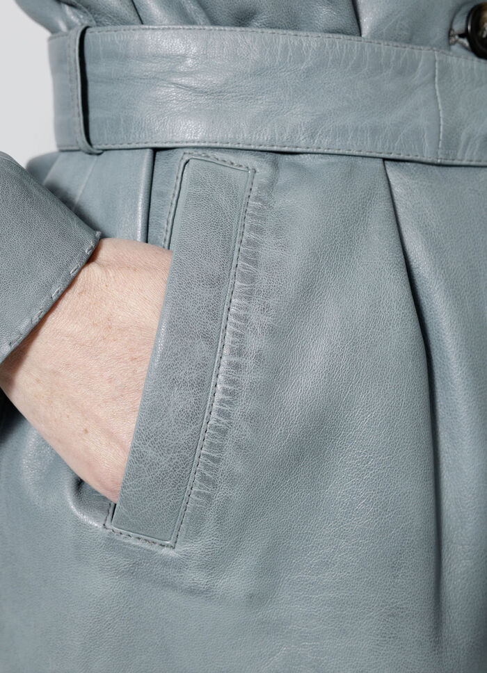 Lederkurzmantel mit Umlegekragen 