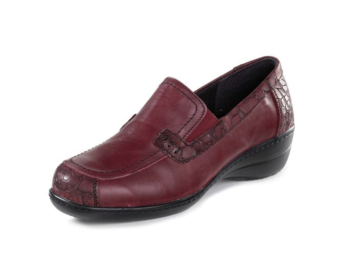 ELENA EDEN Slipper aus teilweise krokogepr&auml;gtem, schattiertem Nappaleder BURGUND