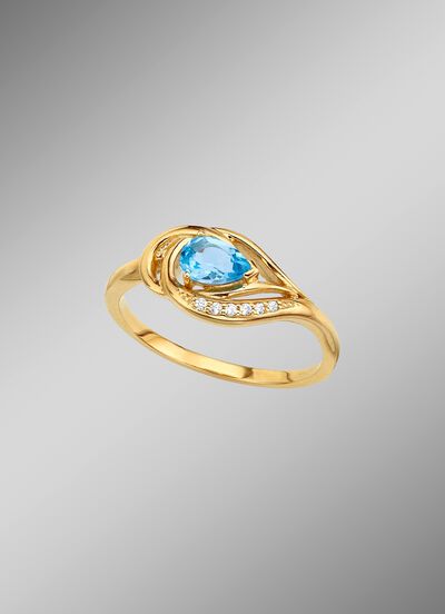 Damenring mit echtem Blautopas 