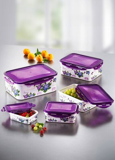 Dosen-Set eckig, 10-teilig mit sch&ouml;nem Hortensien-Dekor 