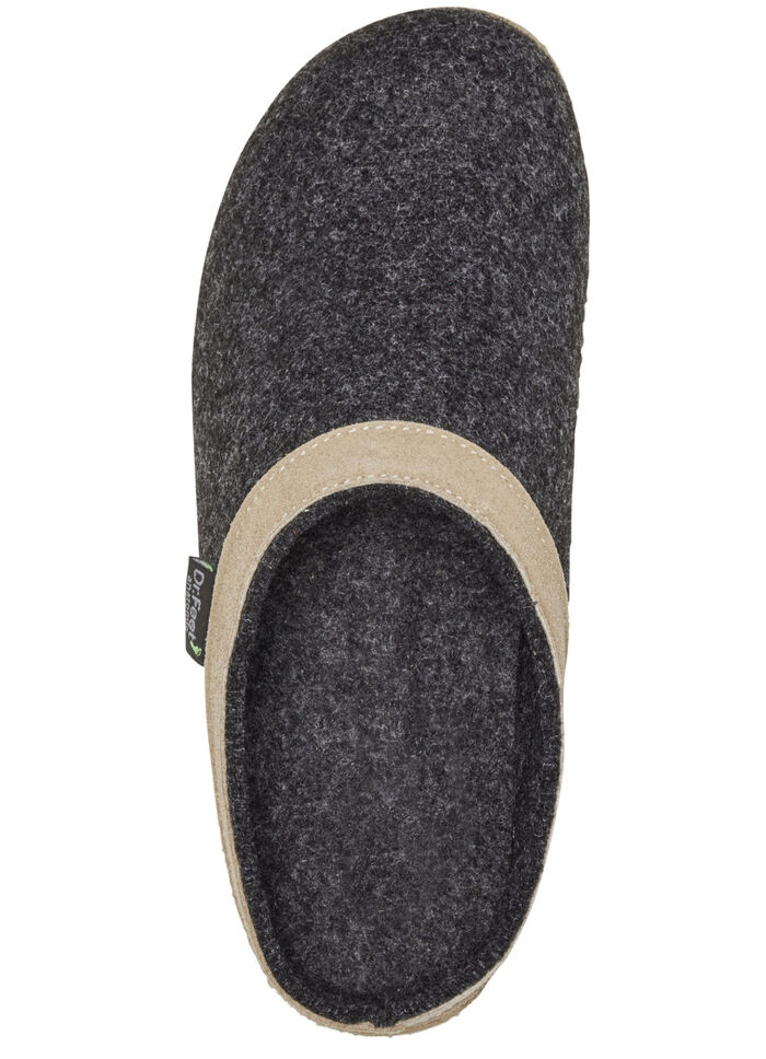 Laurina Wollfilz-Pantoffel mit Velours-Besatz ANTHRAZIT