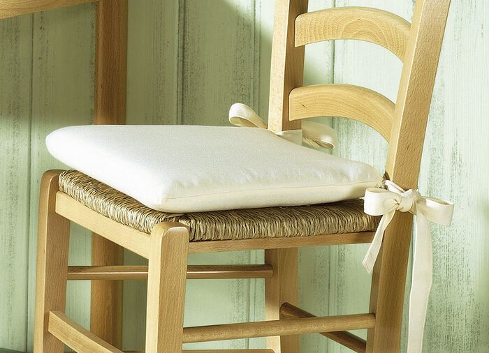 2er-Set Sitzkissen mit Schleifenbändern BEIGE