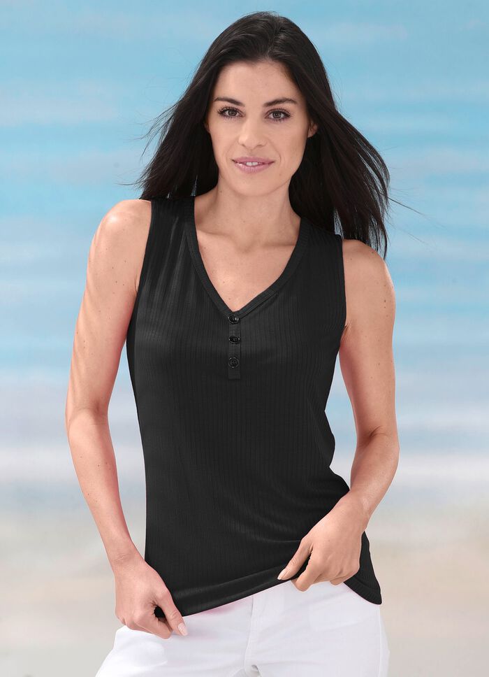 Laurina Tr&auml;gershirt mit Zierknopfleiste 